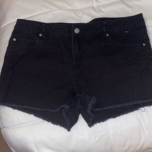 black denim shorts